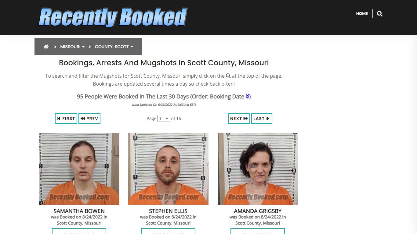 Recent bookings, Arrests, Mugshots in Scott County, Missouri